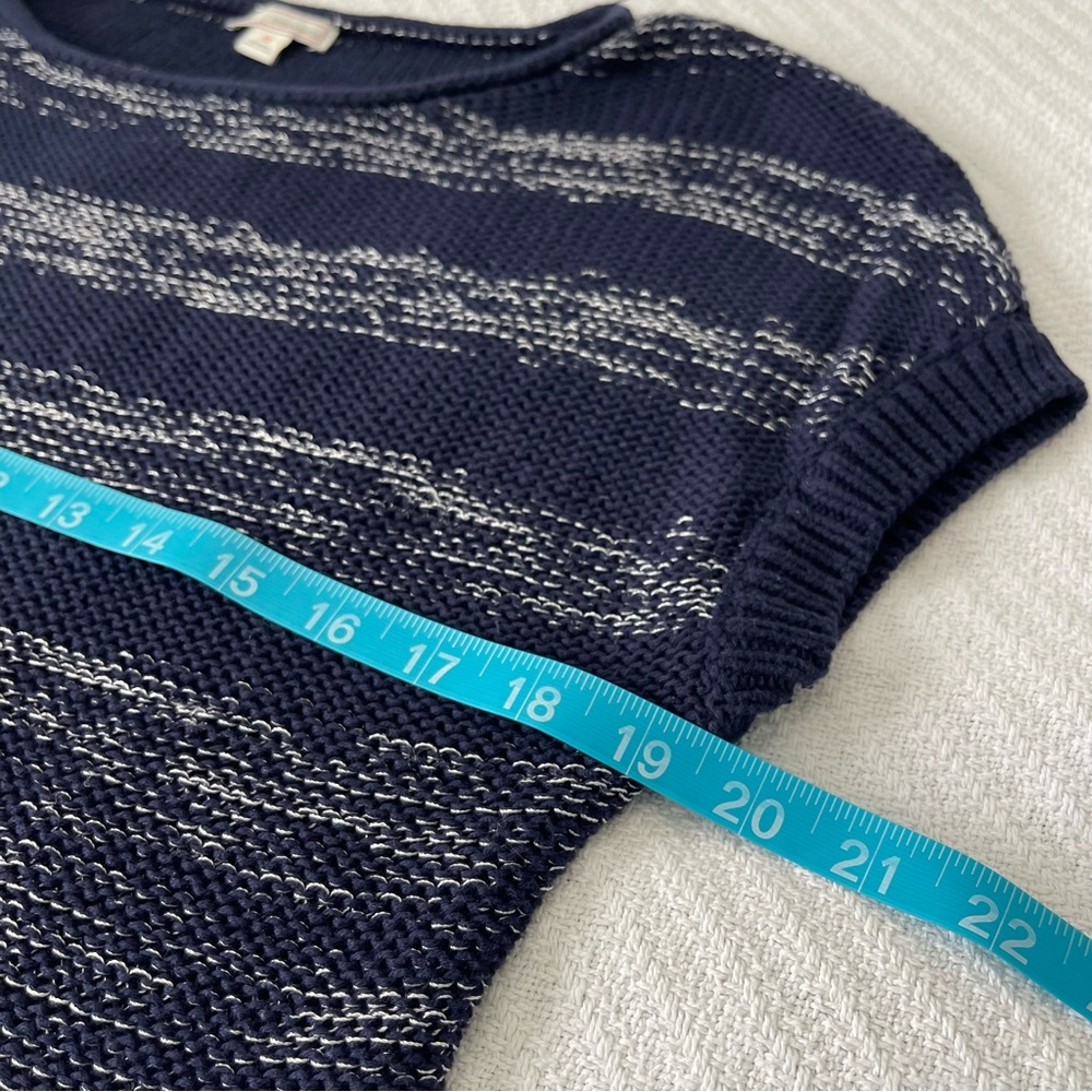 Gap Short Sleeved Sweater XS Navy Blue & Silver Casual Nautical Beach Coastal - Picture 4 of 13